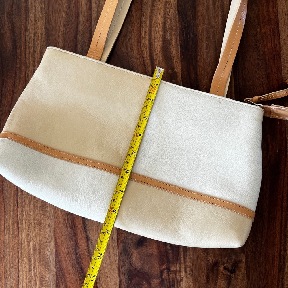 Chabeli leather purse Two-Tone beige caramel and ivory cream - Picture 4 of 10